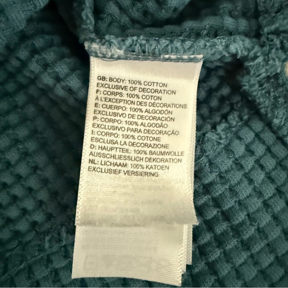 The North Face Chabot Waffle Knit Thermal LS Tee Shirt Top Crew Neck Blue - Picture 9 of 11